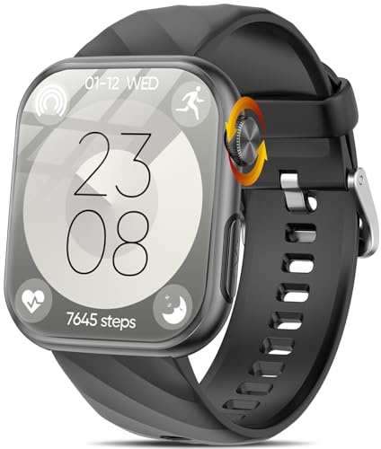 Marsyu Orologio da uomo Dmen, 1,97 pollici, AMOLED quadrato con funzione telefonica, 50 modalità sportive, chiamata di emergenza SOS, orologio chiamate Bluetooth per Android/iOS (nero)