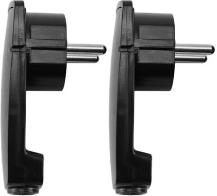 Buerjia 2 Pièces Prise Schuko Coudée Noire Plate, Prise Plate Schuko 250 V (16 A), Prise Schuko, Prise Schuko Plate, Prise Ue Pièces de Rechange Accessoires