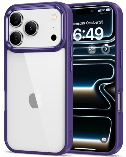 HOOMIL Case for iPhone 17 Pro Max, Anti-Yellowing, Purple | Shockproof & Drop Protection, Scratch Resistant, Wireless Charging Compatible, Transparent Hard Back Phone Cover