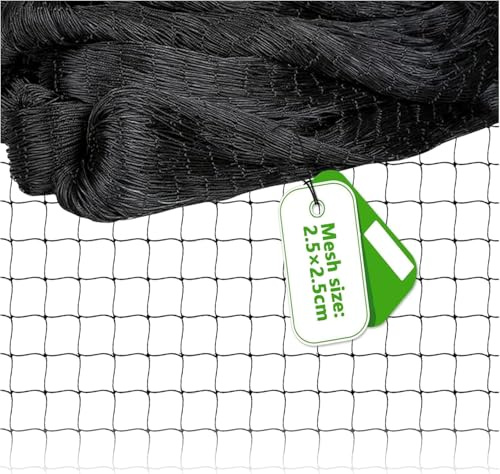Filet Anti Oiseaux 10m X 10m, Filet Protection Oiseaux Noir | Filet Poules, Filet Voliere, Filet Poulailler RéUtilisabl (Mailles De 2.5 X 2.5 cm)