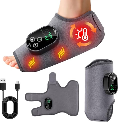 Foot Massager with Heat and Vibration, Cordless Rechargeable Compression Wrap, Adjustable Temperature and Intensity, Foot Massagers for Pain and Circulation, Swelling and Achilles Relief,1Pcs