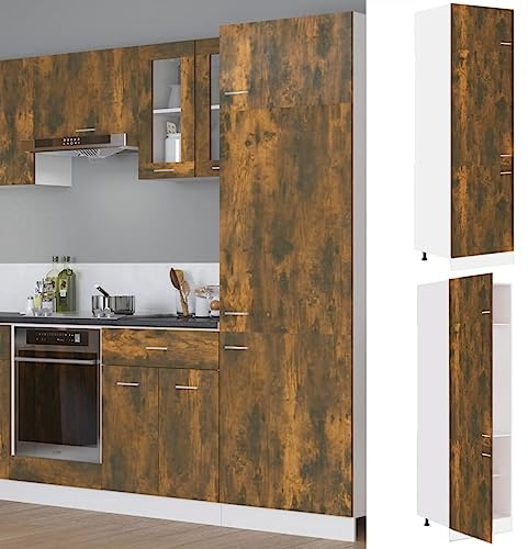 Genérico Armario frigorífico Lyon de Roble Ahumado, 60 x 57 x 207 cm, Madera de ingeniería,