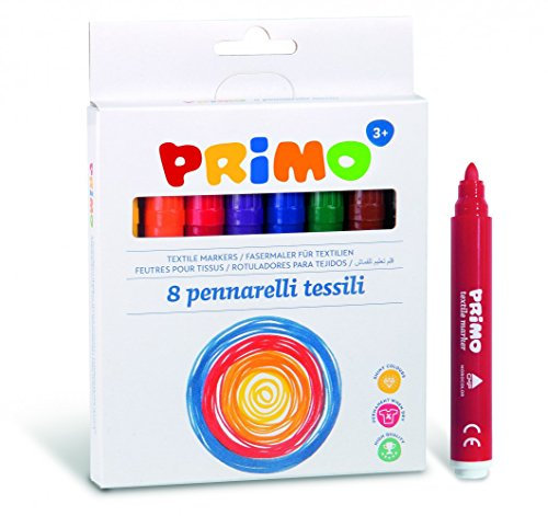 Primo 8 Fasermaler für Textilien, in Kartonetui, 8 Farben.