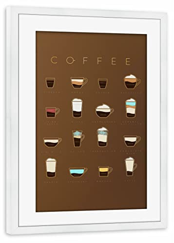 artboxONE Poster mit Rahmen weiß 30x20 cm Coffee Flat menu Brown von Anna Kozlenko - gerahmtes Poster