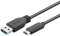 PremiumCord USB-C to USB 3.0 Connection Cable 0.5 m, up to 5 Gbit/s, USB 3.0/3.1 SuperSpeed Data Cable, USB 3.1 Type C Male to A Male, 3x Shielded, Colour: Black, Length 0.5 m