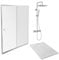 Jacob Delafon Receveur Douche Ipso, 100 x 80 cm + paroi coulissante + Colonne Douche Brigitte