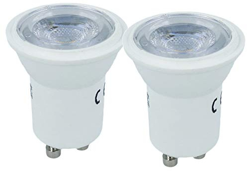 LEDLUX 2 Stück LED-Lampen Mini GU10 Kleiner Durchmesser 35 mm 2 W Winkel 38 Grad Satin 5 Jahre Garantie (4000K)