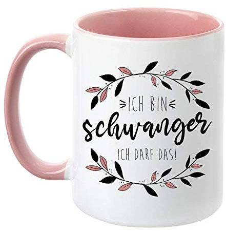 TassenTicker - Ich bin schwanger ich darf das - beidseitig bedruckt - Tasse - Geschenkidee - Geschenk - werdende Mama- schwangere Frau - Schwangerschaft - Kaffeetasse (Rosa)