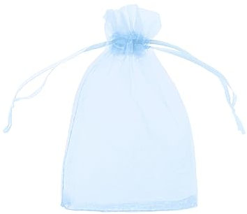 100 x Organzabeutel Verschiedene Größen, große Farbauswahl, Organzasäckchen Geschenkbeutel Geschenkverpackung (Hellblau, 7 x 9 cm)