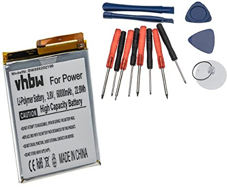 vhbw Akku kompatibel mit Cubot Power Handy Smartphone Telefon (6000mAh, 3,8V, Li-Polymer) + Werkzeug-Set