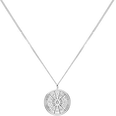 LUUK LIFESTYLE Halskette mit Anhänger aus 925 Sterling Silber, Damen Schmuck, Geschenkidee für die Freundin, verstellbare Ketten Länge, Sternzeichen Münze, silber