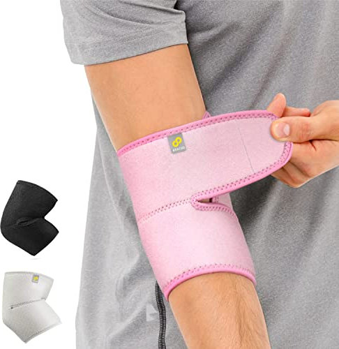 Bracoo Tutore Epicondilite Gomito Regolabile in Neoprene, Gomitiera per Epicondilite e Tendinite, Fascia Gomito Traspirante per Dolore Articolare, Uomo e Donna, Sport, ES10, Rosa