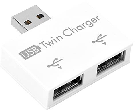 Mini USB Hub, DC 5V USB 2.0 Male to 2-Port USB Twin Charger Splitter Adapter Kit, USB Charger Dual Port for Devices Charging(white)