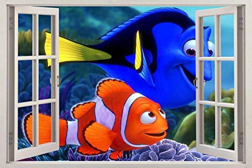 Wandtattoo - Finden Nemo Fenster Ansicht Aufkleber Wall Sticker Home Decor Art Wallpaper Kinder 3D Aufkleber für die Wand - Wanddekoration - 80x125cm