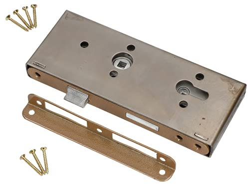 KOTARBAU® Picaporte de condena de embutir reversible con caja 72x50, Puerta de baño derecha e izquierda, Cerradura de embutir, Palanca deslizante, Cerradura para empotrar para marcos de madera, metal