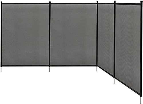 GYMAX Cancelletto per Piscina in Metallo e Textilene, Barriera per Piscina Avvolgibile e Traspirante, Recinzione Trasformabile in Diverse Forme, 360 x 150 cm