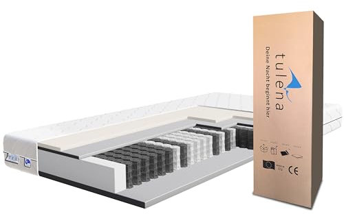 TULENA NOX Taschenfederkern Matratze 120x200 Federkernmatratze H1 + H2 Comfort 20cm hoch Probeschlafen Rollmatratze Wendematratze