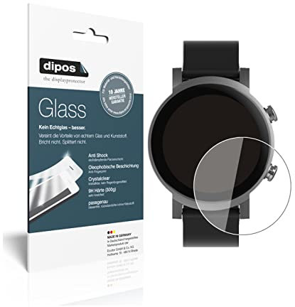 dipos I 2X Protector de Pantalla Compatible con TicWatch E3 Smartwatch Vidrio Flexible Cristal Proteccion 9H