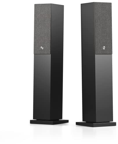 Audio Pro Pareja de Altavoces de Pie Estéreos Multiroom Inalámbricos con WiFi, AirPlay2, Google Cast, Spotify Connect, Bluetooth y HiFi - 2 Speakers Potentes para Música y Audio TV A38 - Negro