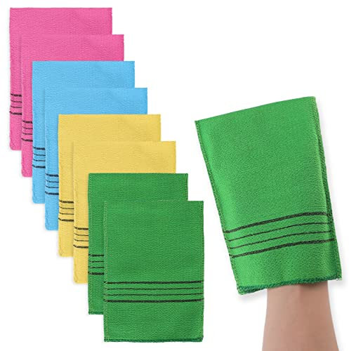Sibba 8 StüCk Asiatisches Peeling-Handschuhe Doppelseitig Koreanische Schrubben Waschlappen Italien Handtuch Dusche Luffa BadezubehöR SchwäMme KöRperpeeling Scheuerhandschuh Badeschwamm Massage Scrub