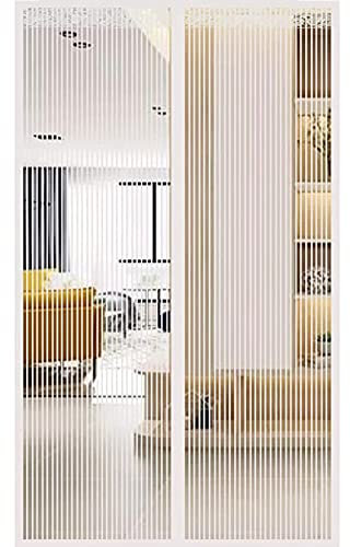 Zanzariera Magnetica a Chiusura Automatica Tenda Zanzariera a Strisce 135 x 200 cm per Porte e Finestre Familiari Camper Balcone Soggiorno Scuole Bianco