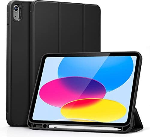 ESR for iPad (A16) 11th Generation Case 2025, 10th Generation Case 2022, iPad 10.9 inch Cover, Built-in Pencil Holder, Flexible Back Cover, Trifold Stand, Auto Sleep/Wake, Rebound Series, Black