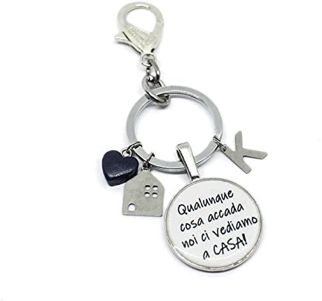 Portachiavi per casa con frase noi ci vediamo a casa e charms