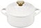 Le Creuset Figural Hearts Collection - Mini cocotte redondo de cerámica, 8 onzas, color blanco con perilla de corazón dorado