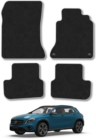 Mercedes GLA (2014-2020) Carpet Car Mats | Grey Edge Trim Tailored Fit Floor Mats Full Coverage Protection Accessories Easy Clean Anti Slip Made in the UK