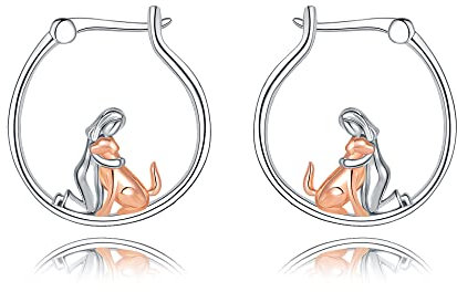 Hund Ohrringe Creolen 925 Sterling Silber Tier Schmuck Geschenk für Frauen Mädchen Mutter Tochter Damen