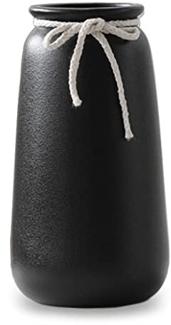 Vasen Schwarz Matt 25 cm Hoch, Blumenvase Modern aus Keramik für Tischdeko Innenbereich, Deko Vasen für Pampasgras