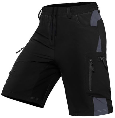Cycorld Kurze-Hosen-Herren-Shorts, Wanderhose Herren Kurz Leicht Cargo Bermuda Cargo Chino Shorts Schnelltrocknend MTB-Hose Laufhose Sporthose Arbeitshosen Männer Kurz Sommerhose(Schwarz,XL)