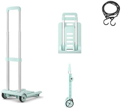 Carrello pieghevole a mano, carrello per sacchi in alluminio, 60 kg, resistente, con 4 ruote, compatto e leggero, per bagagli, traslochi e ufficio, carrello pieghevole portatile
