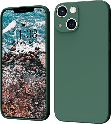ORDA für iPhone 13 Mini Hülle Silikon Case, Handyhülle für iPhone 13 Mini 2023 Ultra Dünn Slim mit Microfiber, Kratzfeste Rundumschutz Case Schutzhülle Hülle für iPhone 13 Mini 5.4'' Dunkel Grün