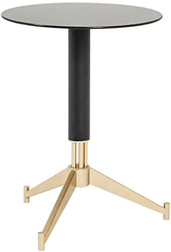 SilteD Petite Table d'appoint Nordique en Fer forgé, Table Basse Ronde en Verre Noir, Support en métal, Tables de Salon Present