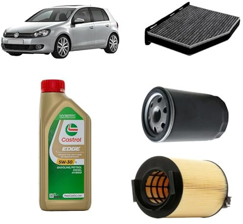 Kit tagliando 3 filtri + 5 L olio Edge 5W30 LL per Volkswagen Golf 6 VI 1.6 benzina,BGU/BSE/BSF