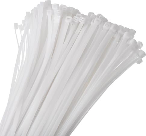 sourcing map 200pcs 450mm/18 53 Lbs Cable Zip Ties Self-Locking Extra Long Nylon Cable Tie Wraps 8mm for Cord Management, White