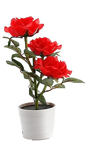 BESPORTBLE Solar Flower Lights Led Licht Blumen Bonsai Lampe Mit Lichtern Für Garten Balkon Büro Hotel Und Einfach Zu Bedienen Rot