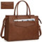 RAINSMORE Damen Handtasche 2 in 1 Shopper 15.6 Zoll Groß PU Leder Laptoptasche Wasserdicht Arbeitstasche für Business Büro Schule Vintage-Braun