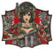 Japanisches taktisches Mädchen – Yakuza-Tattoo – Wakizashi-Messer – Moral-Patch – Bügeln/Heißsiegel-Rückseite – bestickter Aufnäher/Abzeichen/Emblem
