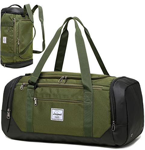 Laripwit Reisetasche Herren 40L Mittelgroß Sporttasche mit Schuhfach und Nassfach Weekender Travel Tasche Rucksack für Reisen Duffel für Damen, Armeegrün