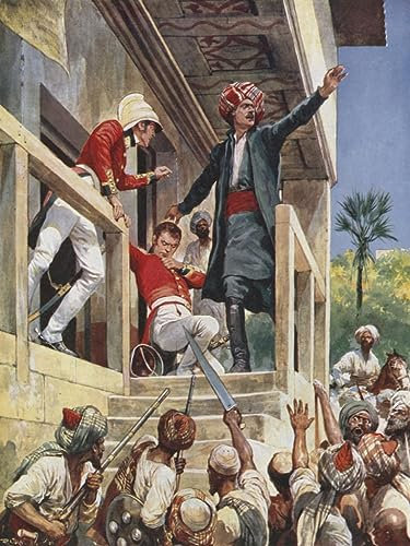 EQVRDCUW Klassische Malerei Wandkunst Leinwanddrucke Leinwand K unstwerk Der Angriff Auf Das Haus Von Sir Alexander Burnes Von Richard Caton Woodville Junior Ölgemälde Kunstdruck 60x90cm