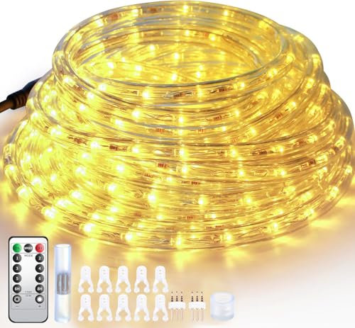 Forever Speed 6M LED Lichterschlauch Außen WarmWeiß mit 6 Modi Helligkeit Dimmbar Timer,216 LEDs Lichtschläuche Schlauch Aussen Wasserfest IP65,Fernbedienung LED Lichterschlauch Weihnachten