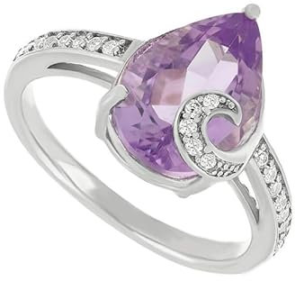 Regalo Da Donna Per L'Anniversario Di Matrimonio Con Pietre Preziose Rose De France In Argento Sterling 925 Per Il Suo Anello Di Gioielli In Argento Size Us-7