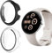 Holilo 2 Stück Hülle Mit Gehärtetes Glas Displayschutz für Google Pixel Watch 3 45mm Rundum Schutzhülle,Vollständige Abdeckung Schutzhülle Ultradünne Kratzfest Schutz Case-Schwarz+Transparent