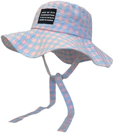 FACAILUO Unisex Karierter Fischerhut für den Frühling, atmungsaktiver Hut für Jugendliche, Karomuster, Sonnenschutzhut