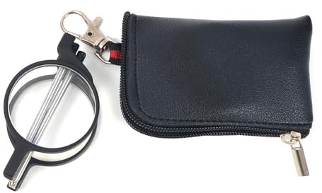 KoKoBin Faltbare Rund Lesebrille Mini Anti-Blau Sehnhilfe für Damen und Herren Lesehilfe mit Holster-Etui (Schwarz, 1.5, Dioptrien)