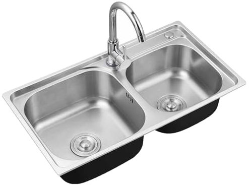 USMCPQVXN Fregaderos Bajo Encimera Fregadero de Cocina de Acero Inoxidable de Doble Culavabo Bajo Encimera Fregadero de Cocina Plateado de Esquina Recon Tabla de Cortar Y Válvula Angular/780 * 420