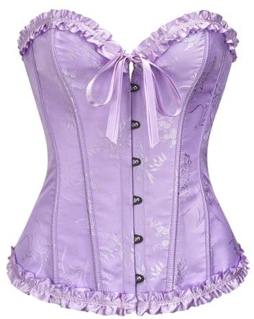 Bslingerie Women Vintage Cottagecore Corset Top Floral Lace Up Bustier Tops