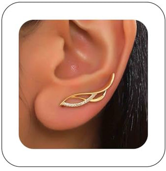 Aneneiceera Boho Kristall Ohrkletterer Ohrringe Gold Strass Krabbler Ohrringe Vintage Cluster Kristall Ohrstecker Cz Klettern Ohrring Schmuck Für Frauen (Gold B)